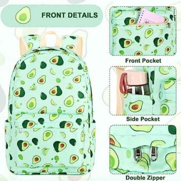 NEW 2Pc Large Avocado Backpack & Insulated Lunch Box Set - Picture 6 of 7